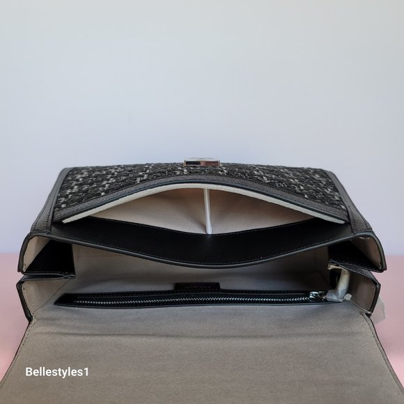 KATE SPADE Katy Tweed Medium Top Handle Bag-Black Multi - Picture 12 of 16